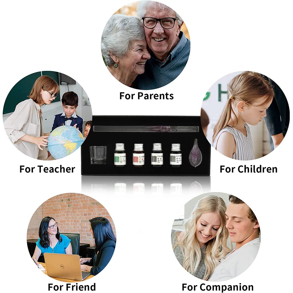 Climberty Glass Dip Pen Set, Calligraphy Pens and Ink Set - 4 Colors Ink, Glass Pen Holder, Glass Cleaning Cup, Crystal Glass Pen Set for Art, Writing, Drawing, Signatures, Gift for Kids and Artist Climberty Glass Dip Pen Set, Calligraphy Pens and Ink Set - 4 Colors Ink, Glass Pen Holder, Glass Cleaning Cup, Crystal Glass Pen Set for Art, Writing, Drawing, Signatures, Gift for Kids and Artist